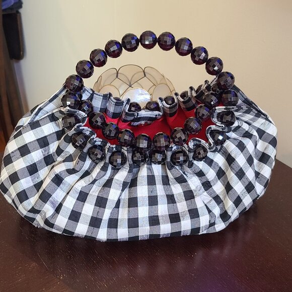 Beverly Feldman Checkered Silk Purse - Picture 1 of 8